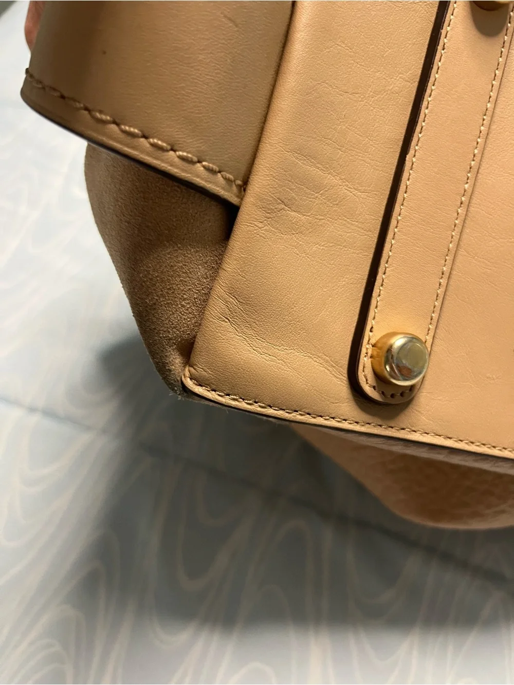 Coach Tan Leather & Suede Shoulder Hobo Bag